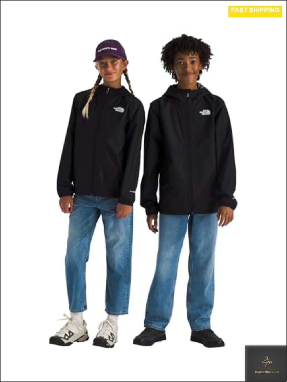 Kids Waterproof Rain Jacket Boys Girls Zip Pockets Long Sleeve